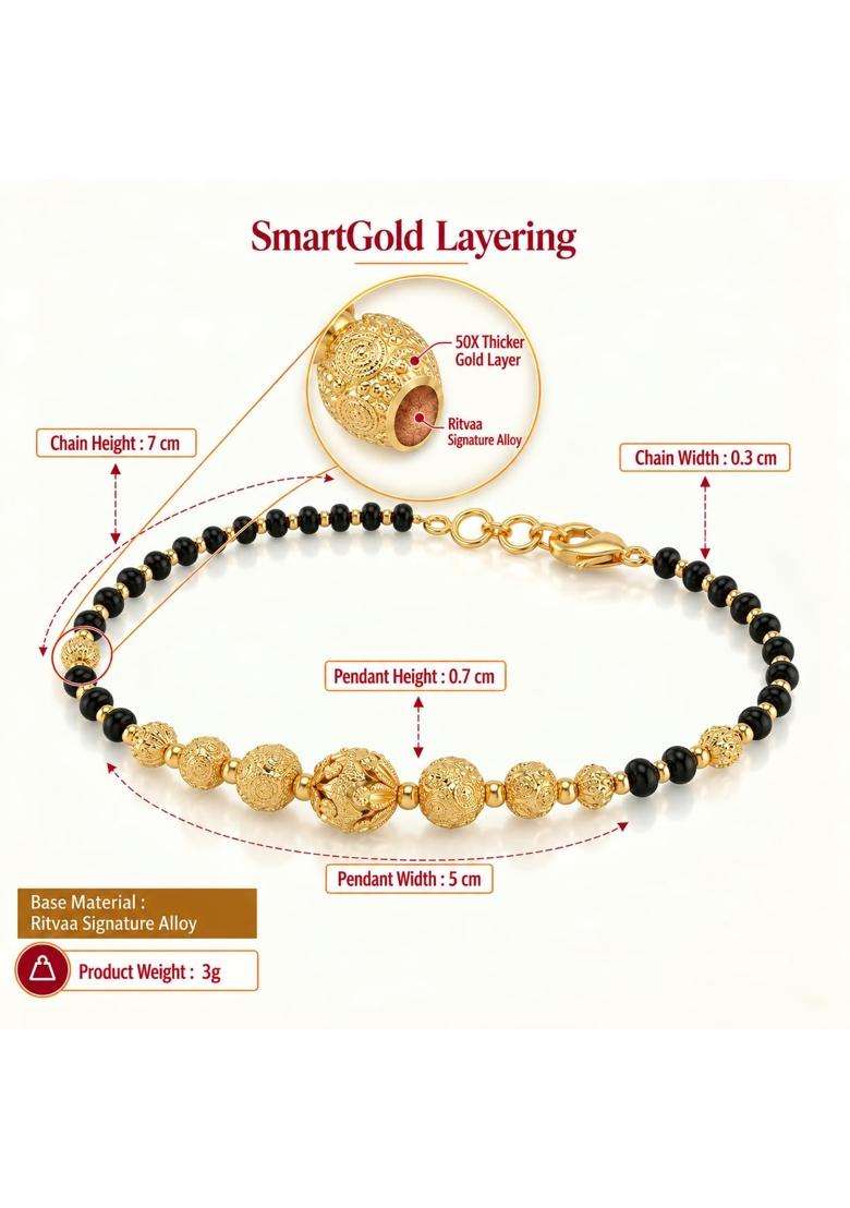 Ritvaa Smartgold 24K Gold Plated Panchamani Mangalsutra Bracelet for Women - Indya