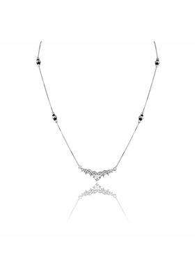 Zilgi Rose Gold and Silver Mangalsutra for Women 925 Sterling Silver CZ Diamond Pendant