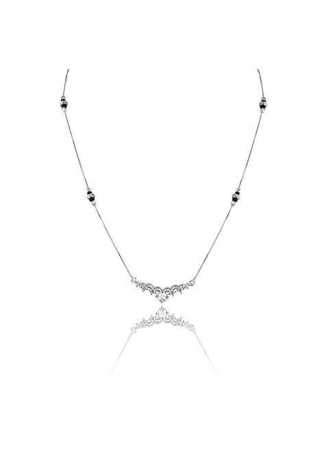 Zilgi Rose Gold and Silver Mangalsutra for Women 925 Sterling Silver CZ Diamond Pendant