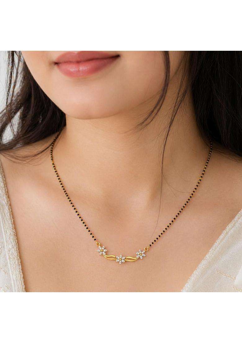 Dishis 14K 18K BIS Hallmarked Certified Yellow Gold Diamond Mangalsutra Pendant for Women Gift for Wife - Indya