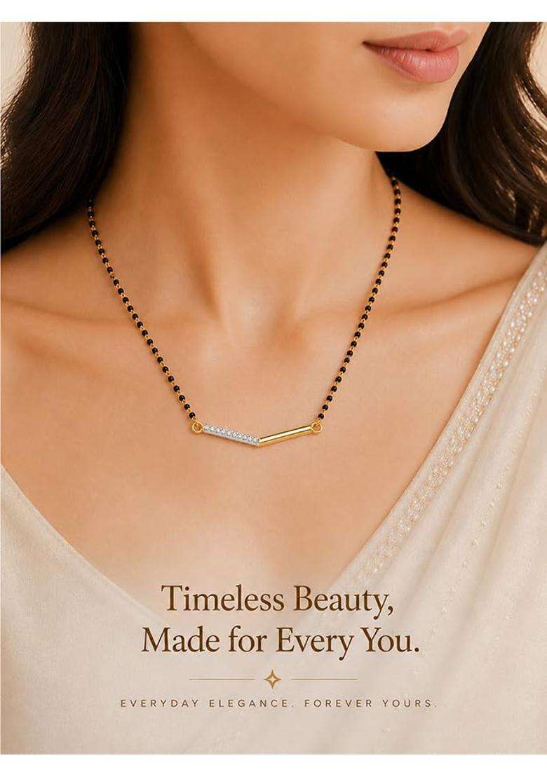 Dishis 18K 14K Yellow Gold Diamond Tanmaniya Mangalsutra Pendant for Women - Indya