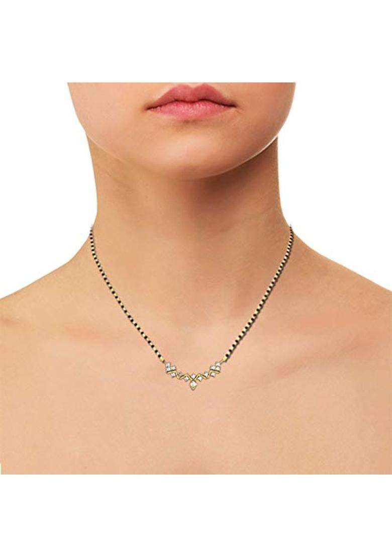 Dishis 18K 14K Yellow Gold Diamond Mangalsutra Pendant for Women BIS Hallmarked Gift for Wife - Indya