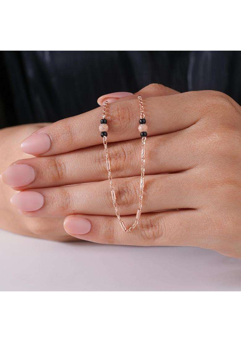 Zilgi Rose Gold and Silver Mangalsutra for Women 925 Sterling Silver CZ Diamond Pendant - Indya