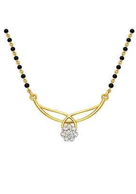 Dishis 14K BIS Hallmarked Certified Yellow Gold Diamond Womens Mangalsutra Pendant