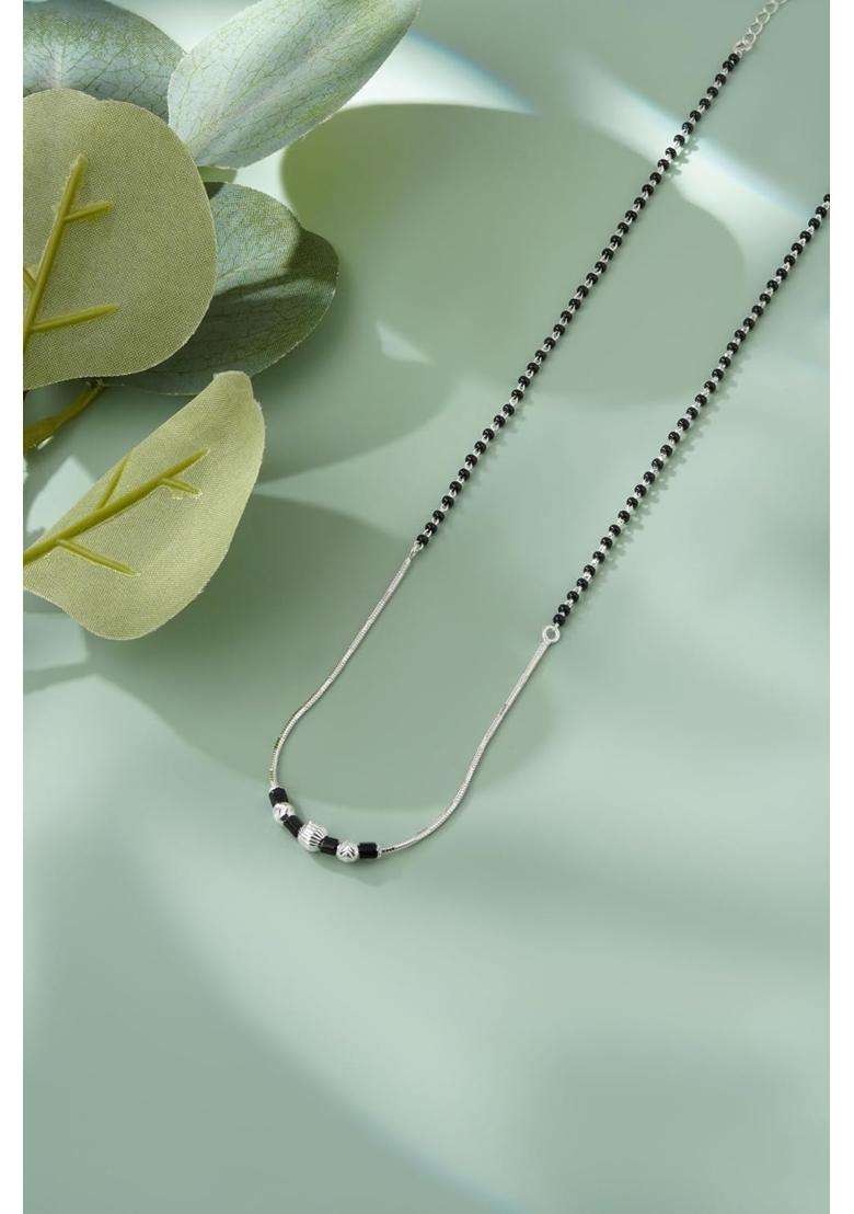 Zilgi Rose Gold and Silver Mangalsutra for Women 925 Sterling Silver CZ Diamond Pendant - Indya