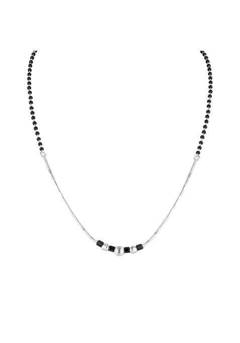 Zilgi Rose Gold and Silver Mangalsutra for Women 925 Sterling Silver CZ Diamond Pendant