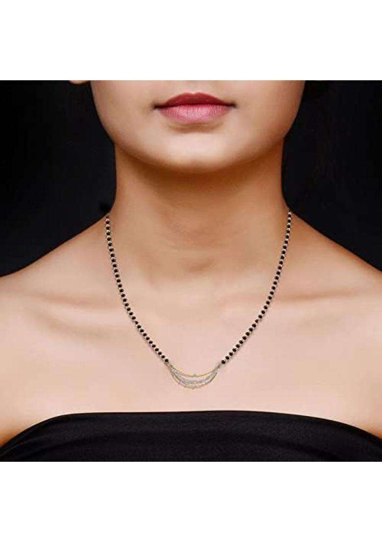 Dishis 14K BIS Hallmarked Certified Yellow Gold Diamond Womens Mangalsutra Pendant - Indya