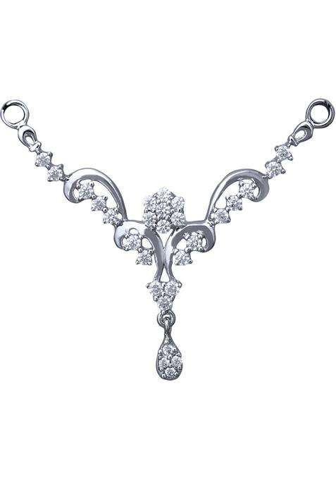 Clara Sterling Silver Diamond Look Swiss Zirconia Mangalsutra Pendant for Women