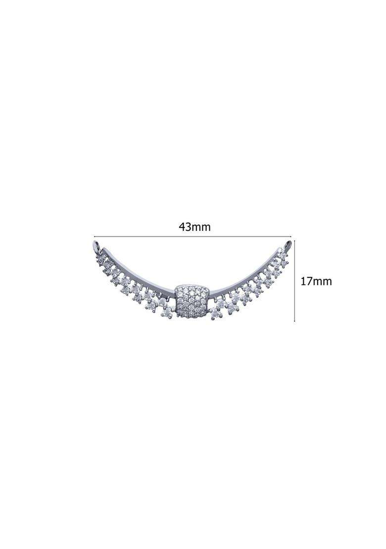 Clara Sterling Silver Diamond Look Swiss Zirconia Mangalsutra Pendant for Women - Indya