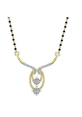 Dishis 14K 18K BIS Hallmarked Certified Yellow Gold Diamond Mangalsutra Pendant for Women