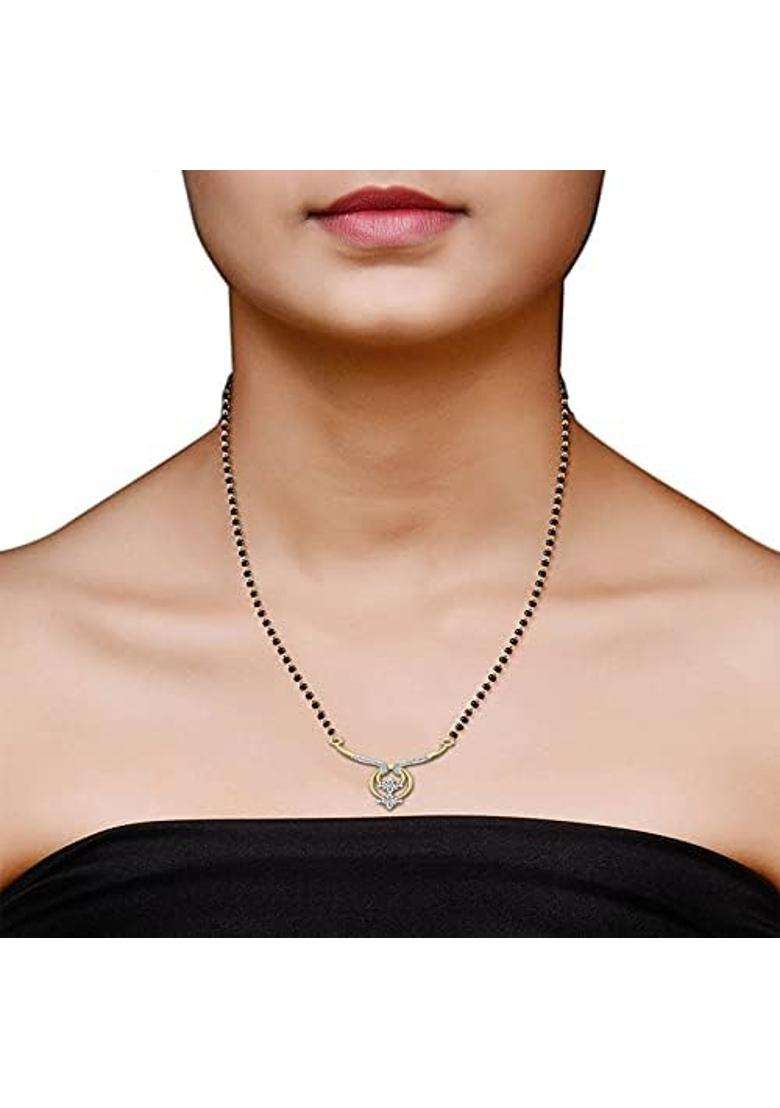 Dishis 14K 18K BIS Hallmarked Certified Yellow Gold Diamond Mangalsutra Pendant for Women - Indya