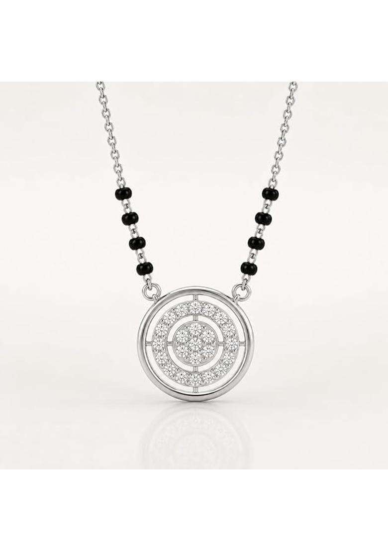 Silver Diamond Circle Pendant Mangalsutra Necklace for Women - Indya