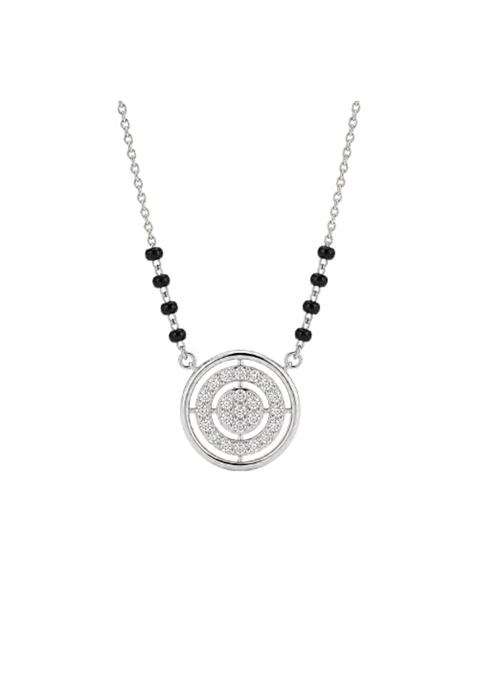 Silver Diamond Circle Pendant Mangalsutra Necklace for Women