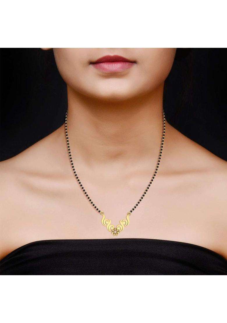 Dishis 14 585 18K 750 Yellow Gold and Diamond Tanmaniya Mangalsutra Pendant for Women - Indya
