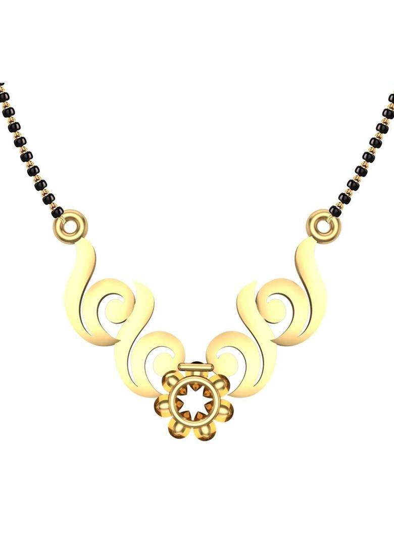 Dishis 14 585 18K 750 Yellow Gold and Diamond Tanmaniya Mangalsutra Pendant for Women - Indya