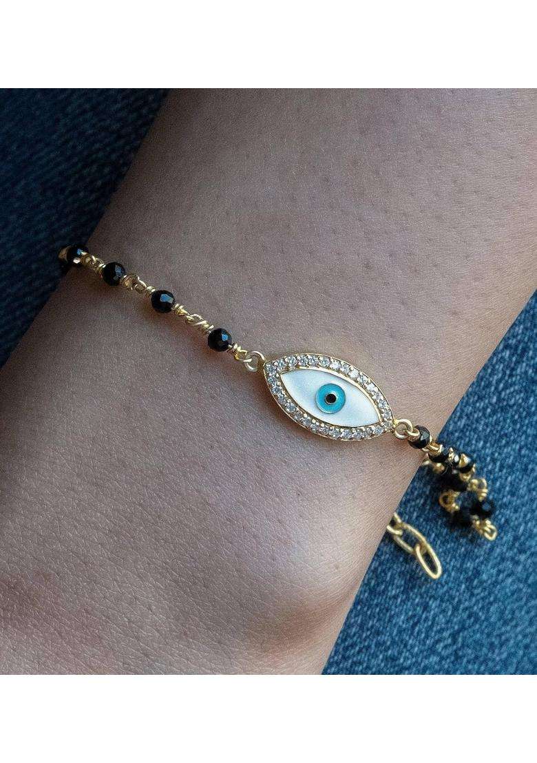 Anushka Jain Jewellery Evil Eye Mangalsutra Bracelet for Women in 925 Sterling Silver with 18K Gold Vermeil - Indya