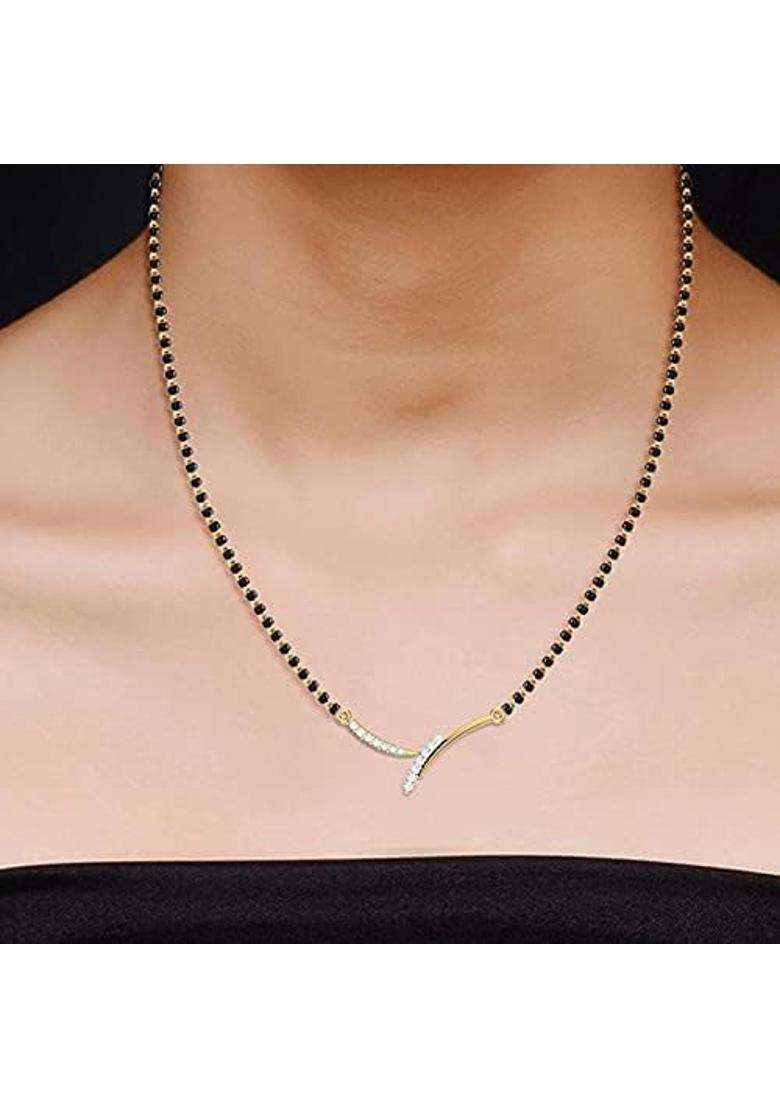 Dishis 22K 18K 14K Yellow Gold Diamond Tanmaniya Mangalsutra Pendant for Women - Indya