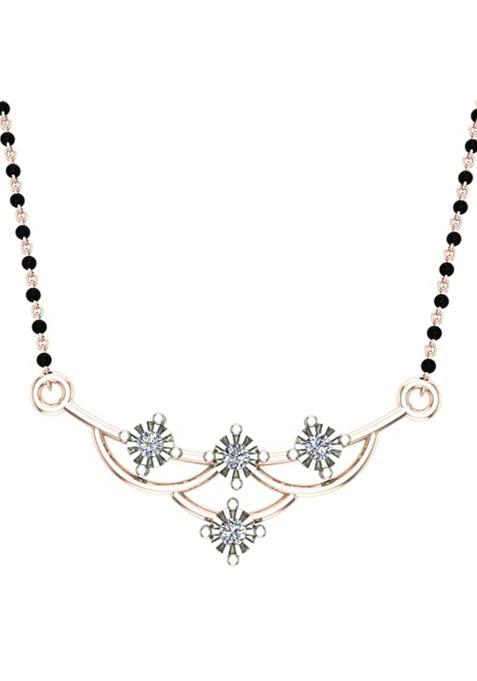 Dishis 18K 14K Rose Gold Diamond Mangalsutra Pendant for Women BIS Hallmarked Gift for Wife