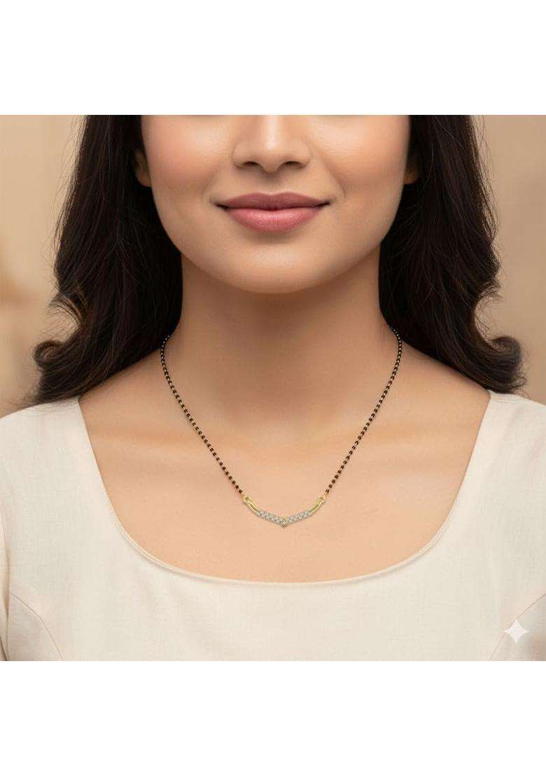 Dishis 14K 18K BIS Hallmarked Certified Yellow Gold Diamond Mangalsutra Pendant for Women - Indya