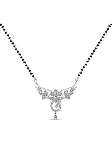 Zarkan 925 Silver Floral Mangalsutra 925 Silver with CZ Diamonds