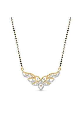 Dishis 14K 18K BIS Hallmarked Certified Yellow Gold Diamond Mangalsutra Pendant for Women