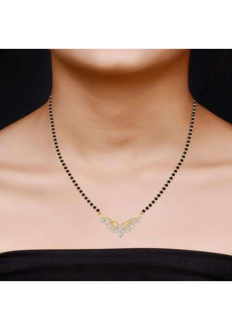 Dishis 14K 18K BIS Hallmarked Certified Yellow Gold Diamond Mangalsutra Pendant for Women - Indya
