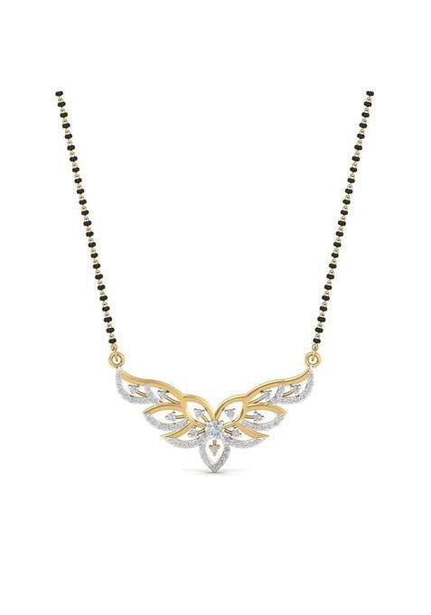 Dishis 14K 18K BIS Hallmarked Certified Yellow Gold Diamond Mangalsutra Pendant for Women