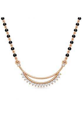 Dishis 14K BIS Hallmarked Certified Rose Gold Diamond Womens Mangalsutra Pendant
