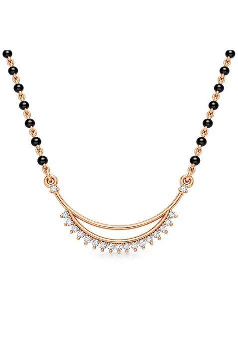Dishis 14K BIS Hallmarked Certified Rose Gold Diamond Womens Mangalsutra Pendant