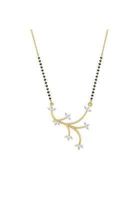 Dishis 14K BIS Hallmarked Certified Yellow Gold Diamond Womens Mangalsutra Pendant
