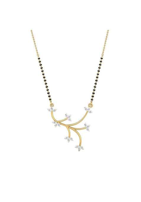 Dishis 14K BIS Hallmarked Certified Yellow Gold Diamond Womens Mangalsutra Pendant