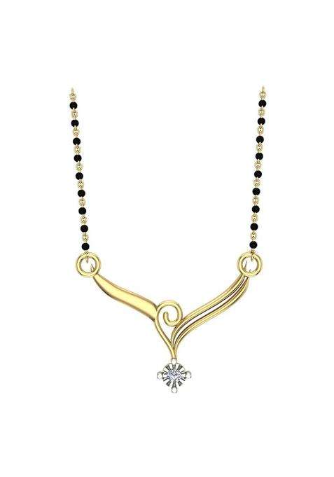 Dishis 18K 14K Yellow Gold and Diamond Mangalsutra Pendant for Women BIS Hallmarked Gift for Wife