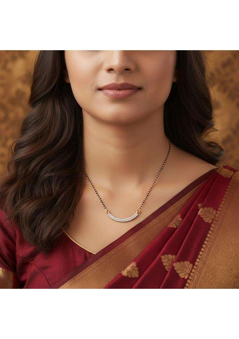 Dishis 18K 750 Yellow Gold and Diamond Tanmaniya Mangalsutra for Women - Indya