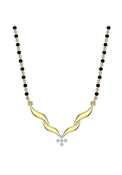 Dishis 14 18K BIS Hallmark Yellow White Rose Gold and Certified Diamond Tanmaniya Mangalsutra for Women
