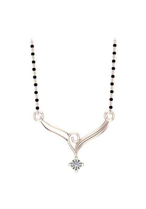 Dishis 18K 14K Rose Gold Diamond Mangalsutra Pendant for Women BIS Hallmarked Gift for Wife