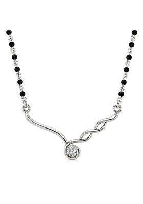 Dishis 14K BIS Hallmarked Certified White Gold Diamond Mangalsutra Pendant for Women Gift for Wife