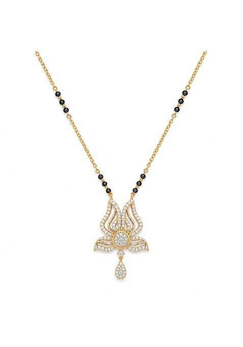 P C Chandra Jewellers 18 KT Gold Radiant Lotus Convertible Diamond Mangalsutra for Women