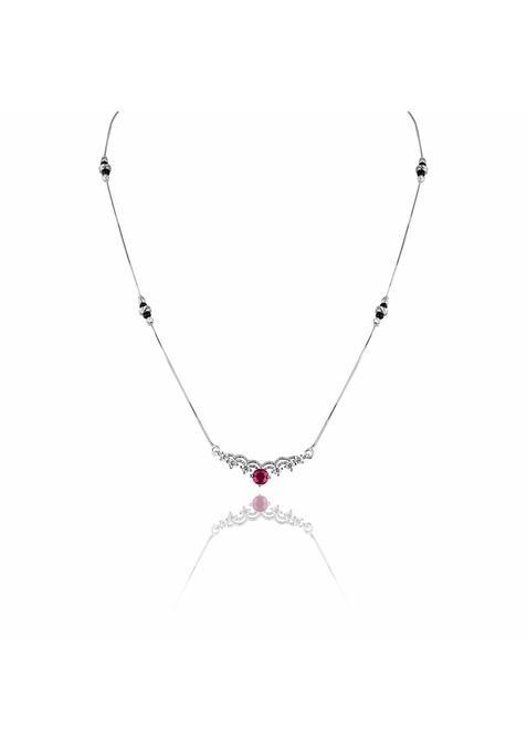 Zilgi Rose Gold and Silver Mangalsutra for Women 925 Sterling Silver CZ Diamond Pendant