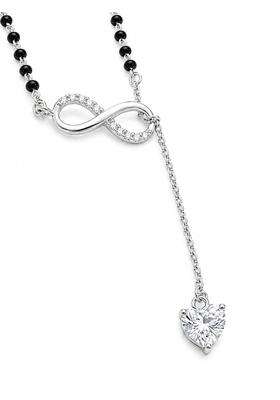 Pryora 925 Sterling Silver Infinity Heart Drop Mangalsutra for Women