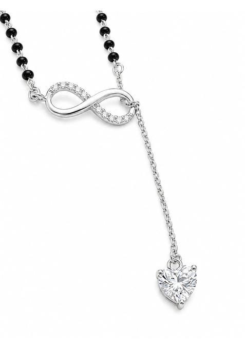 Pryora 925 Sterling Silver Infinity Heart Drop Mangalsutra for Women