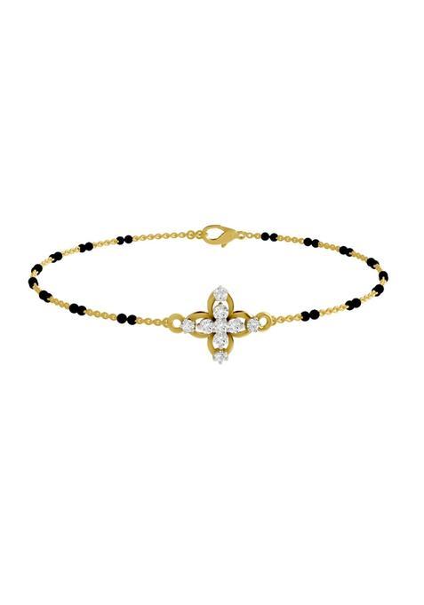 Sparq Black Beaded Lab Grown Diamond Mangalsutra Bracelet 925 Silver