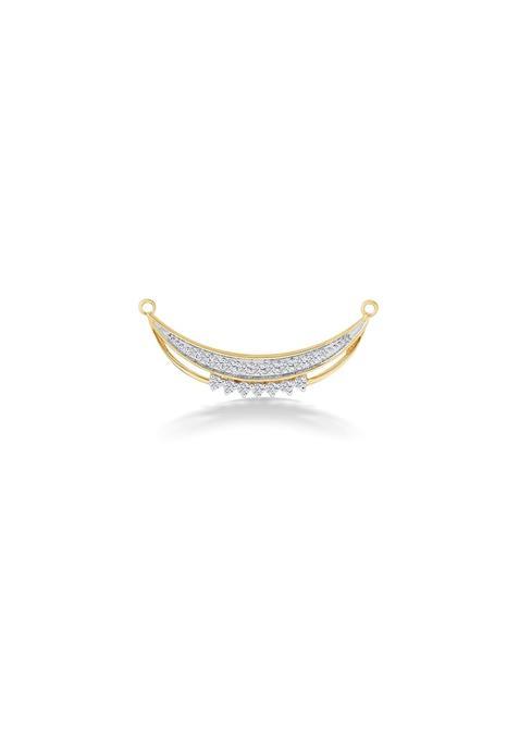 PNG Jewellers Crescent Design Diamond and Gold Tanmaniya Mangalsutra for Women