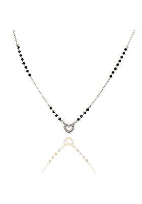 ORHU Jewel 925 Sterling Silver Heart Mangalsutra for Women CZ Diamond Heart Pendant with Black Bead Chain