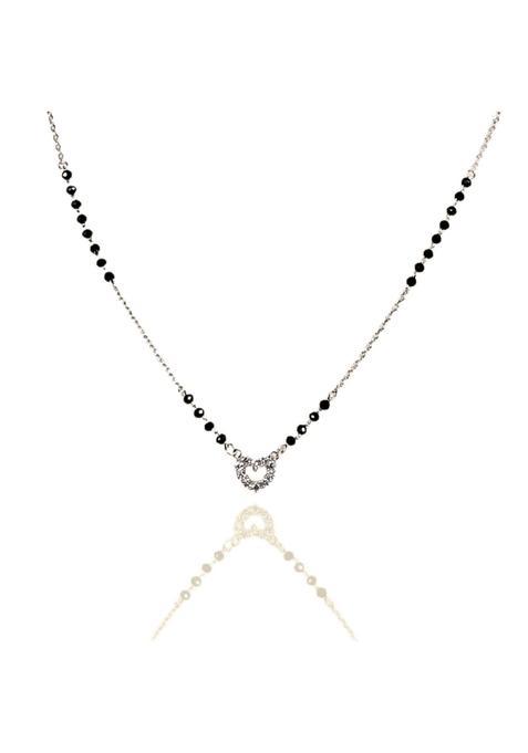 ORHU Jewel 925 Sterling Silver Heart Mangalsutra for Women CZ Diamond Heart Pendant with Black Bead Chain