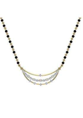 Dishis 18K BIS Hallmarked Certified Yellow Gold Diamond Womens Mangalsutra Pendant