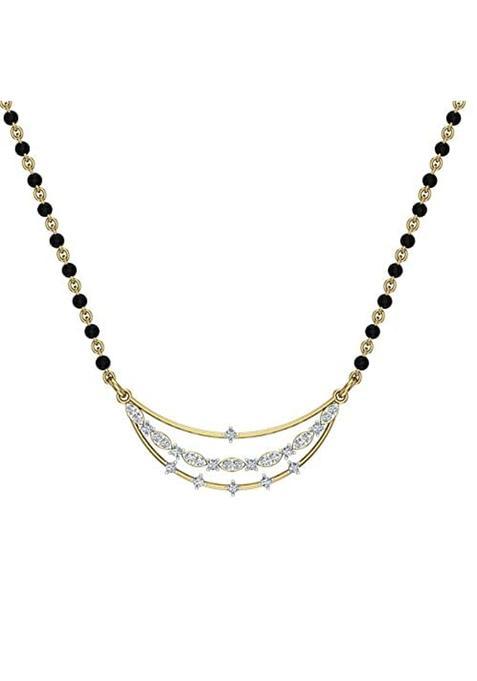 Dishis 18K BIS Hallmarked Certified Yellow Gold Diamond Womens Mangalsutra Pendant