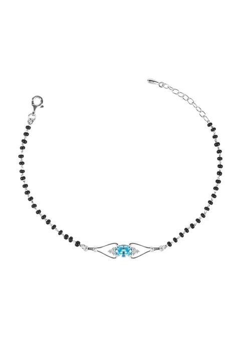 Clara Women 925 Sterling Silver Topaz Hand Mangalsutra Bracelet