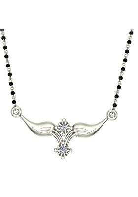 Dishis 18K 14K White Gold Diamond Tanmaniya Mangalsutra Pendant for Women