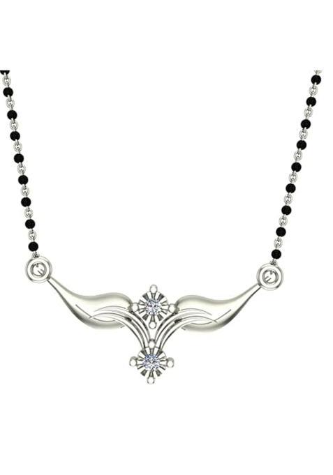 Dishis 18K 14K White Gold Diamond Tanmaniya Mangalsutra Pendant for Women