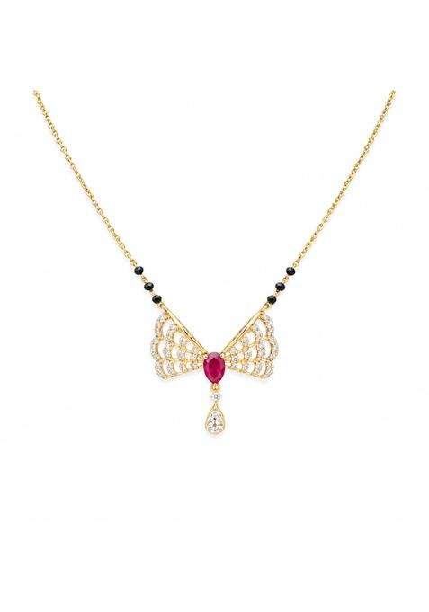 P C Chandra Jewellers 18 KT Gold Regal Bow Convertible Diamond Mangalsutra for Women
